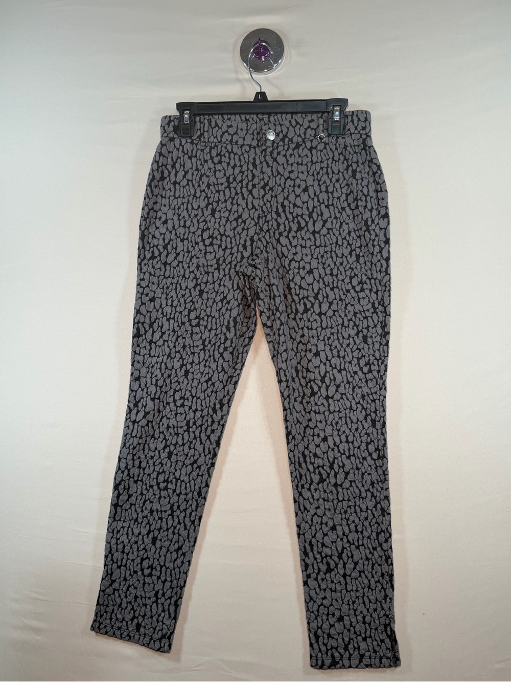 Michael Kors Black and Gray Animal-Print Knit Pants